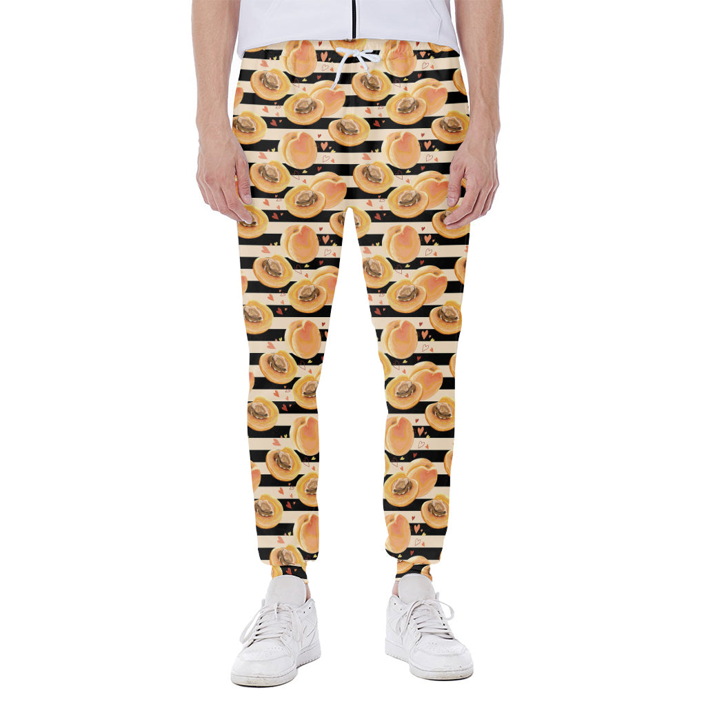 Apricot Fruit Striped Pattern Print Scuba Joggers
