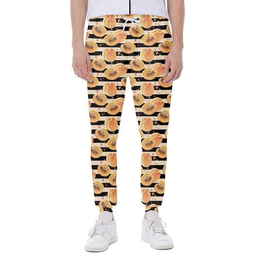 Apricot Fruit Striped Pattern Print Scuba Joggers
