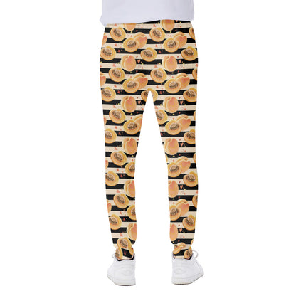 Apricot Fruit Striped Pattern Print Scuba Joggers