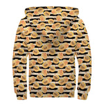Apricot Fruit Striped Pattern Print Sherpa Lined Zip Up Hoodie
