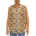 Apricot Fruit Striped Pattern Print Sleeveless Baseball Jersey