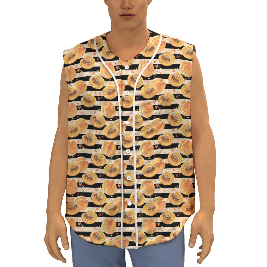 Apricot Fruit Striped Pattern Print Sleeveless Baseball Jersey