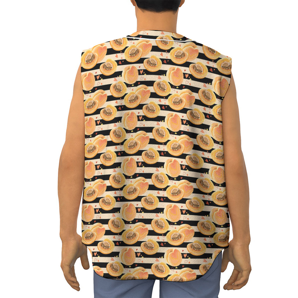 Apricot Fruit Striped Pattern Print Sleeveless Baseball Jersey