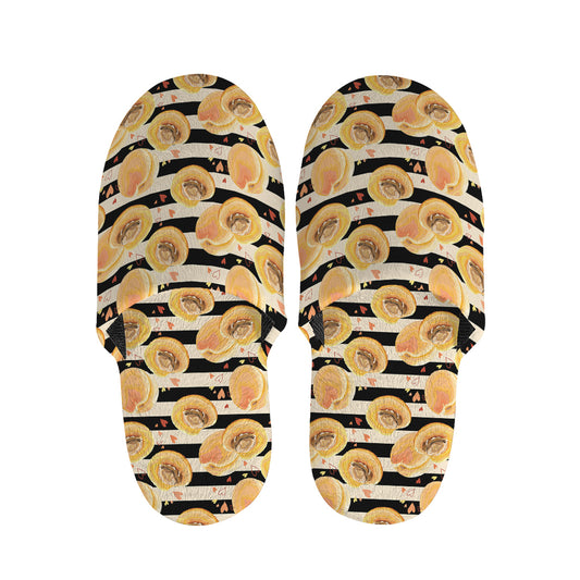 Apricot Fruit Striped Pattern Print Slippers