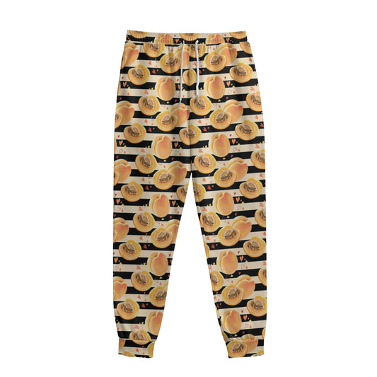 Apricot Fruit Striped Pattern Print Sweatpants