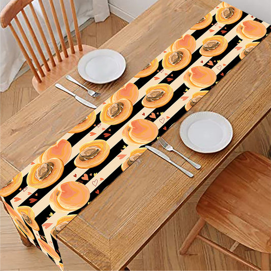Apricot Fruit Striped Pattern Print Table Runner