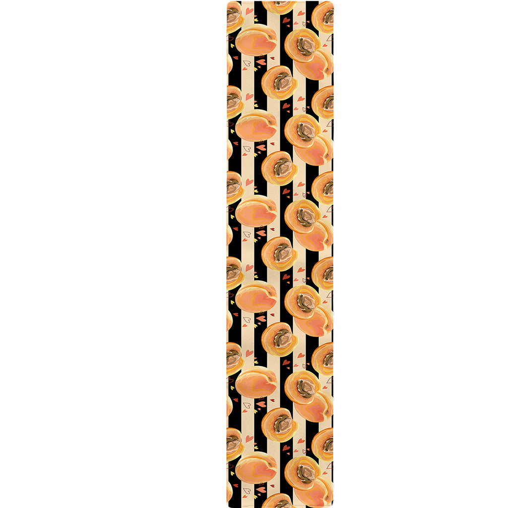 Apricot Fruit Striped Pattern Print Table Runner