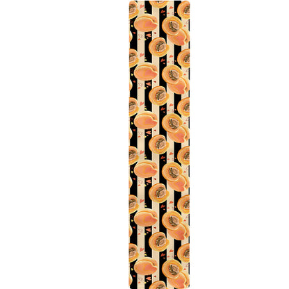 Apricot Fruit Striped Pattern Print Table Runner
