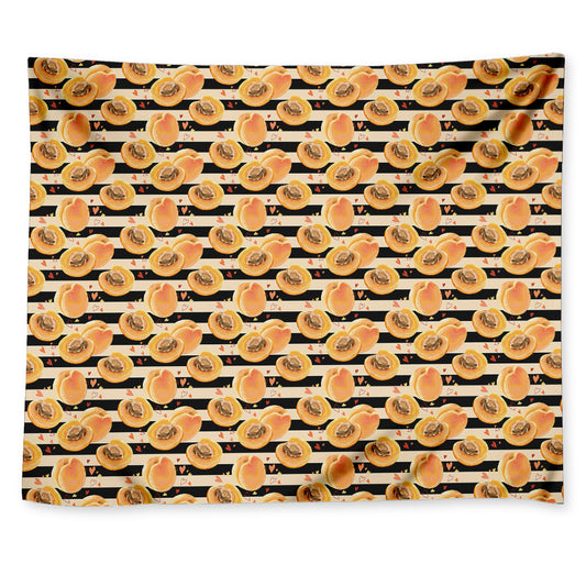 Apricot Fruit Striped Pattern Print Tapestry