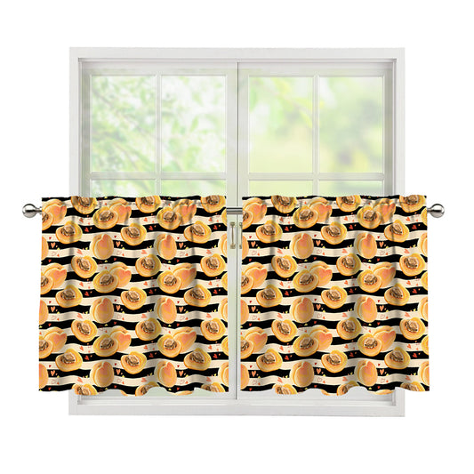 Apricot Fruit Striped Pattern Print Tier Curtains