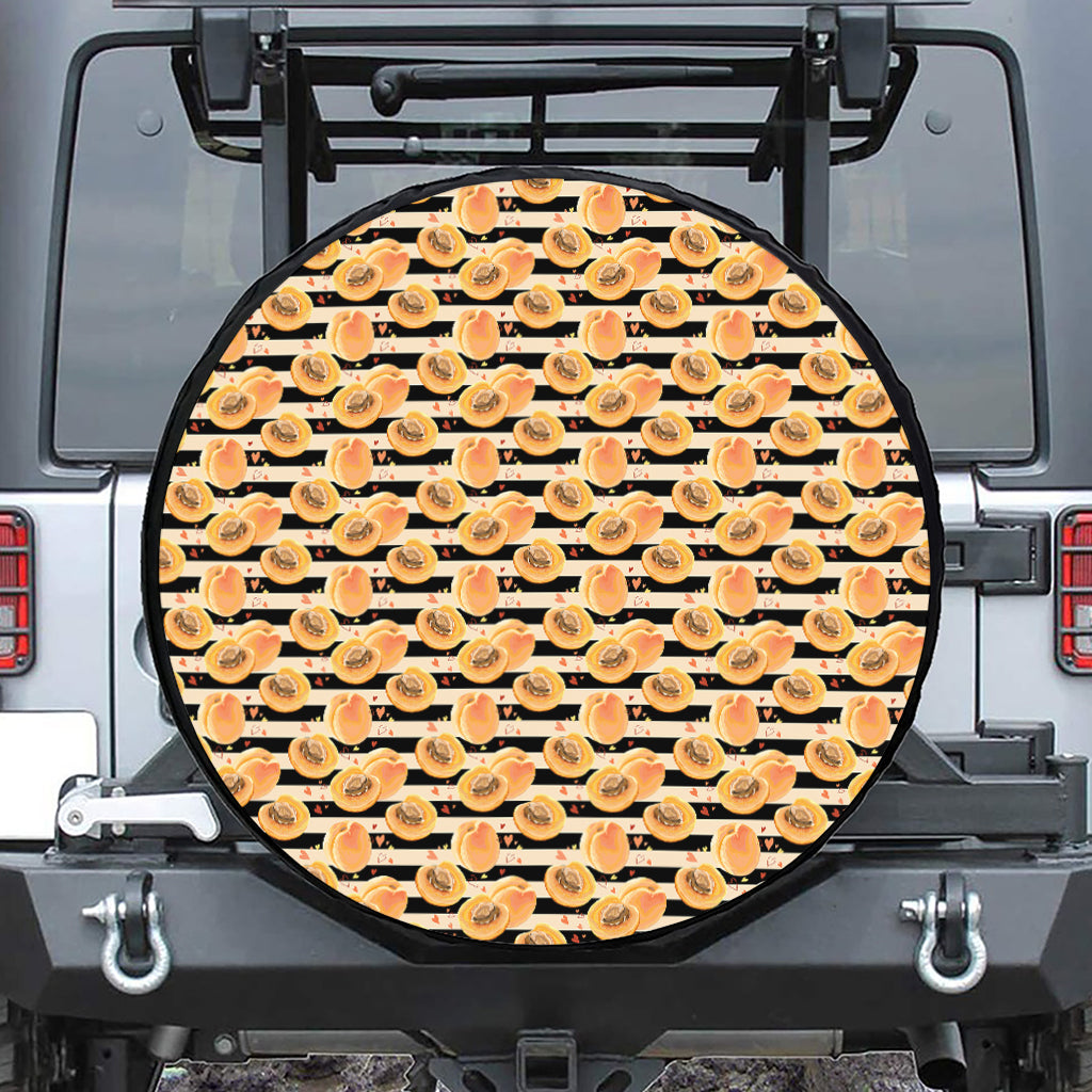 Apricot Fruit Striped Pattern Print Tire Cover