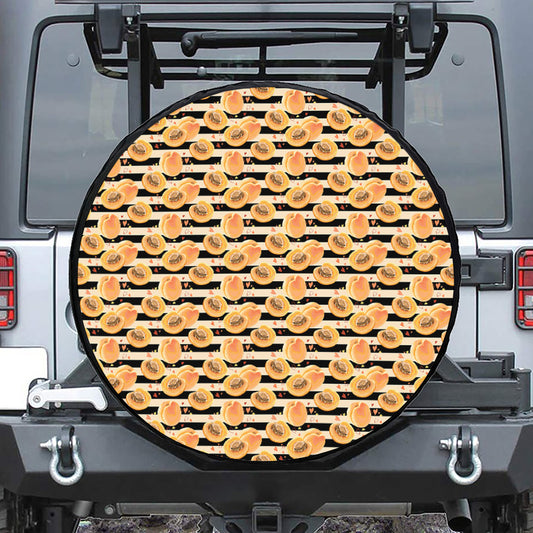 Apricot Fruit Striped Pattern Print Tire Cover