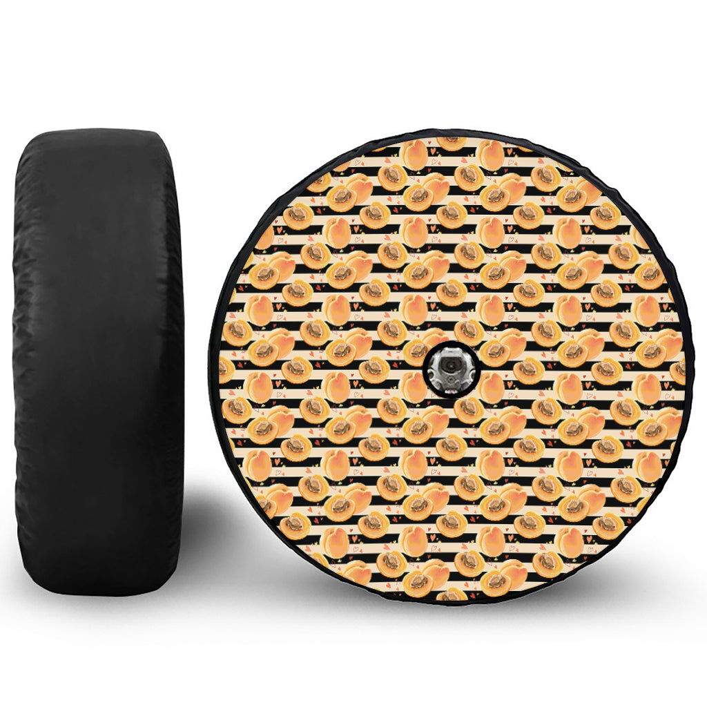 Apricot Fruit Striped Pattern Print Tire Cover With Camera Hole