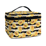 Apricot Fruit Striped Pattern Print Travel Makeup Bag