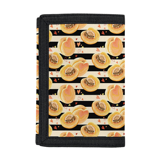 Apricot Fruit Striped Pattern Print Trifold Wallet