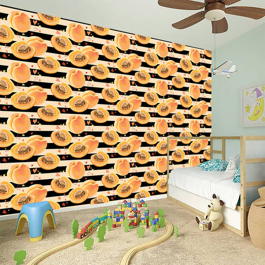 Apricot Fruit Striped Pattern Print Wall Sticker