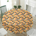 Apricot Fruit Striped Pattern Print Waterproof Round Tablecloth
