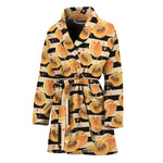 Apricot Fruit Striped Pattern Print Women's Bathrobe