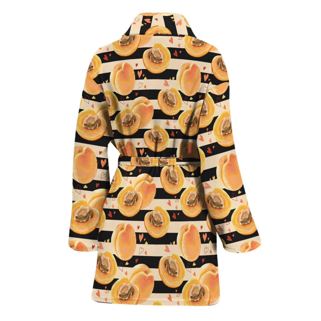 Apricot Fruit Striped Pattern Print Women's Bathrobe