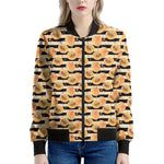 Apricot Fruit Striped Pattern Print Women's Bomber Jacket