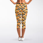 Apricot Fruit Striped Pattern Print Women's Capri Leggings