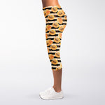 Apricot Fruit Striped Pattern Print Women's Capri Leggings