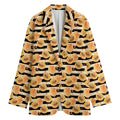 Apricot Fruit Striped Pattern Print Women's Cotton Blazer