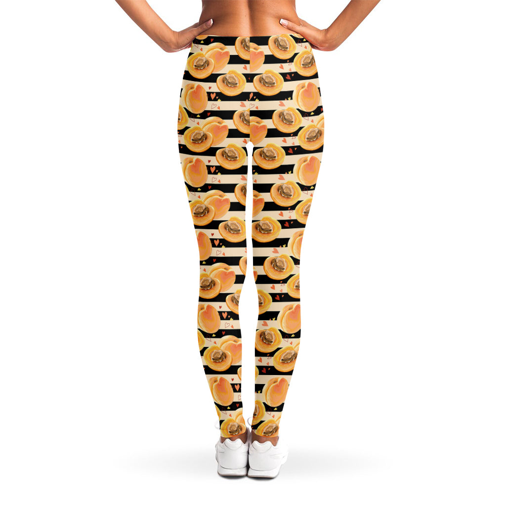 Apricot Fruit Striped Pattern Print Women's Leggings