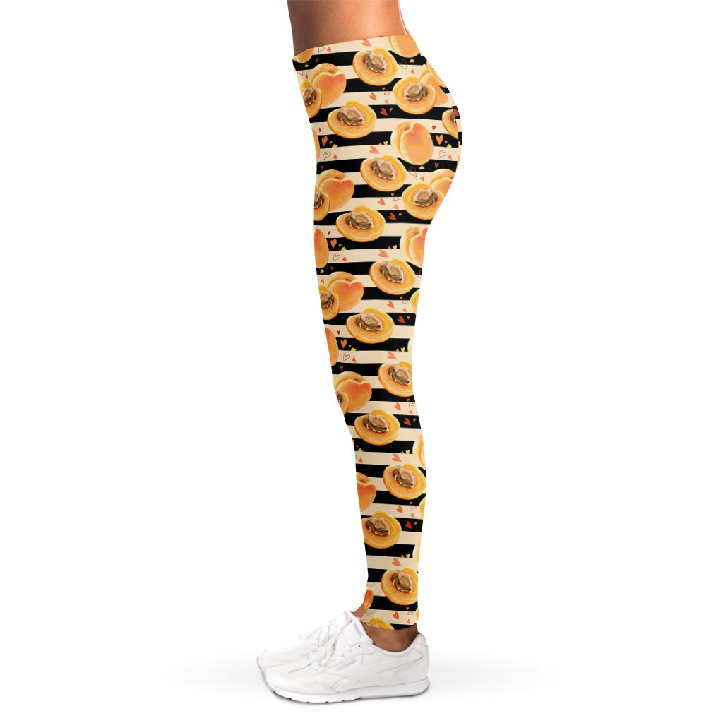 Apricot Fruit Striped Pattern Print Women's Leggings