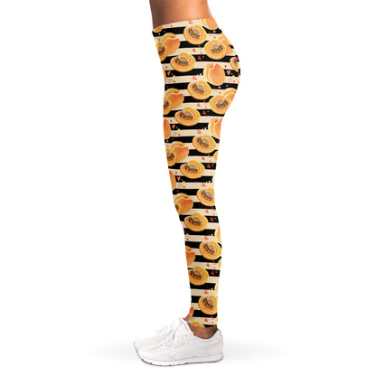 Apricot Fruit Striped Pattern Print Women's Leggings