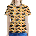 Apricot Fruit Striped Pattern Print Women's Polo Shirt