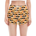 Apricot Fruit Striped Pattern Print Women's Split Running Shorts
