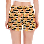 Apricot Fruit Striped Pattern Print Women's Split Running Shorts