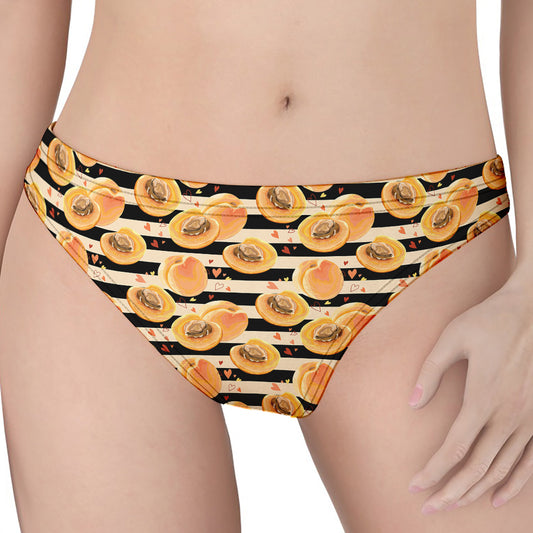 Apricot Fruit Striped Pattern Print Women's Thong