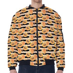 Apricot Fruit Striped Pattern Print Zip Sleeve Bomber Jacket