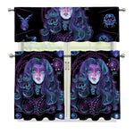Aquarius And Astrological Signs Print 3 Piece Kitchen Curtains