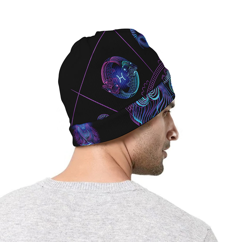 Aquarius And Astrological Signs Print Beanie