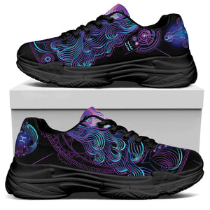 Aquarius And Astrological Signs Print Black Chunky Shoes