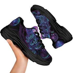 Aquarius And Astrological Signs Print Black Chunky Shoes