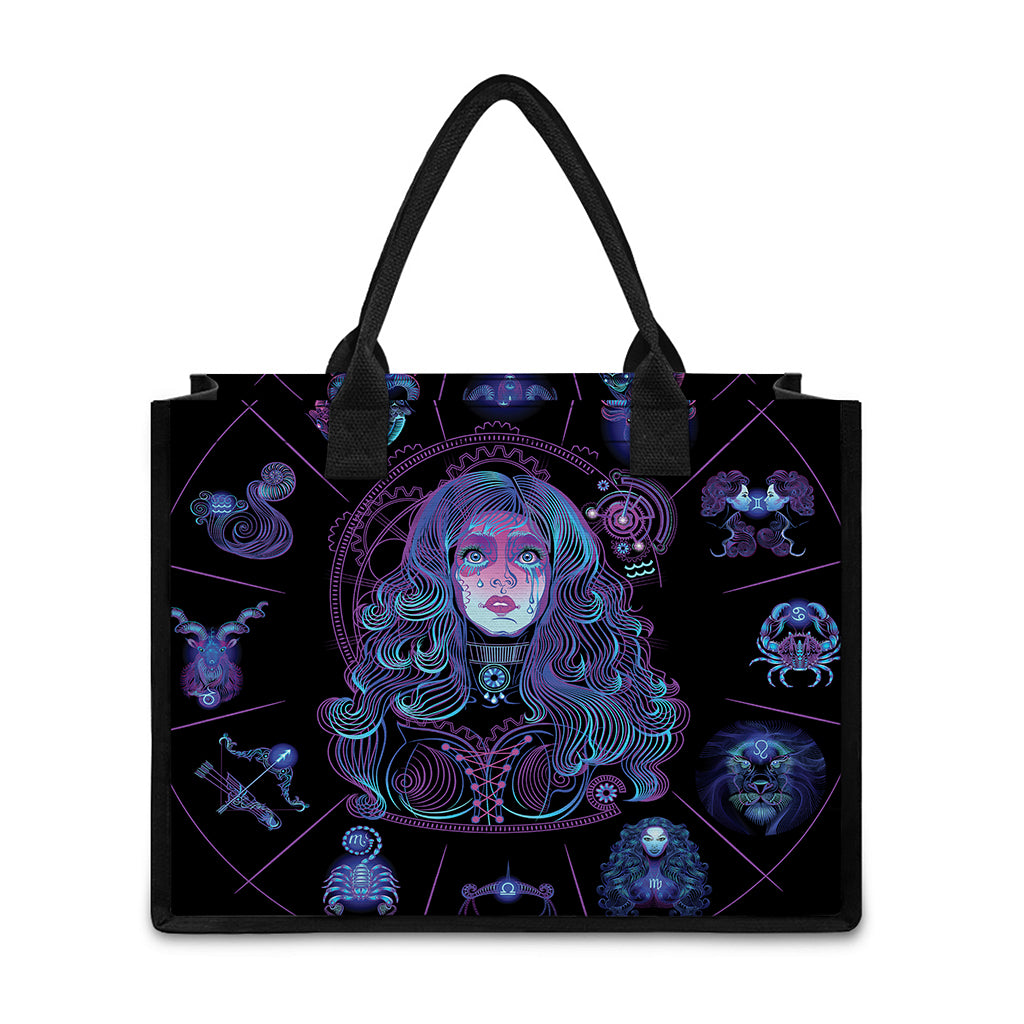 Aquarius And Astrological Signs Print Canvas Tote Bag
