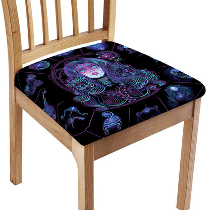 Aquarius And Astrological Signs Print Chair Cushion Cover