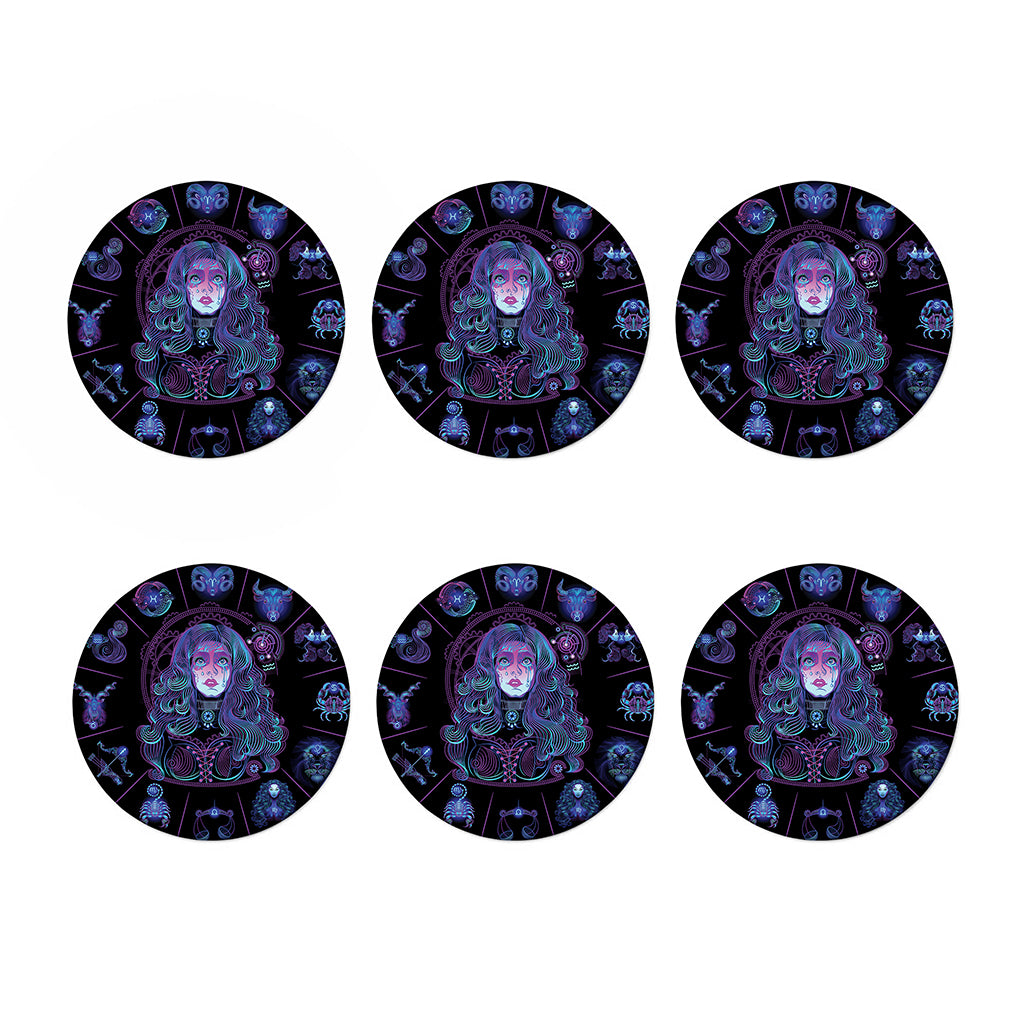 Aquarius And Astrological Signs Print Coaster Set