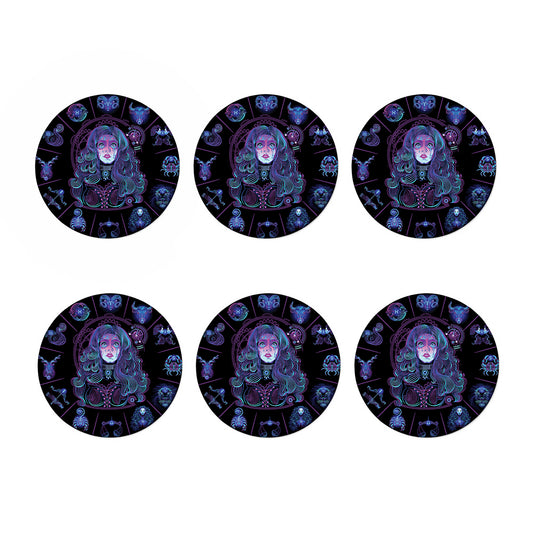Aquarius And Astrological Signs Print Coaster Set