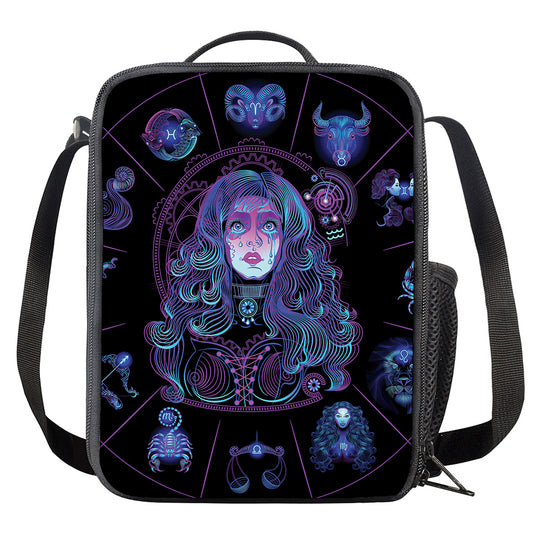Aquarius And Astrological Signs Print Crossbody Lunch Bag