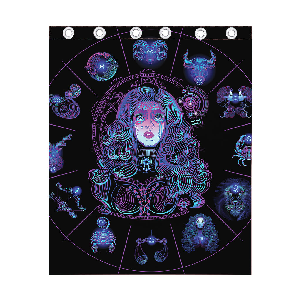 Aquarius And Astrological Signs Print Curtain
