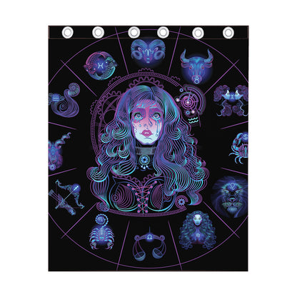 Aquarius And Astrological Signs Print Curtain