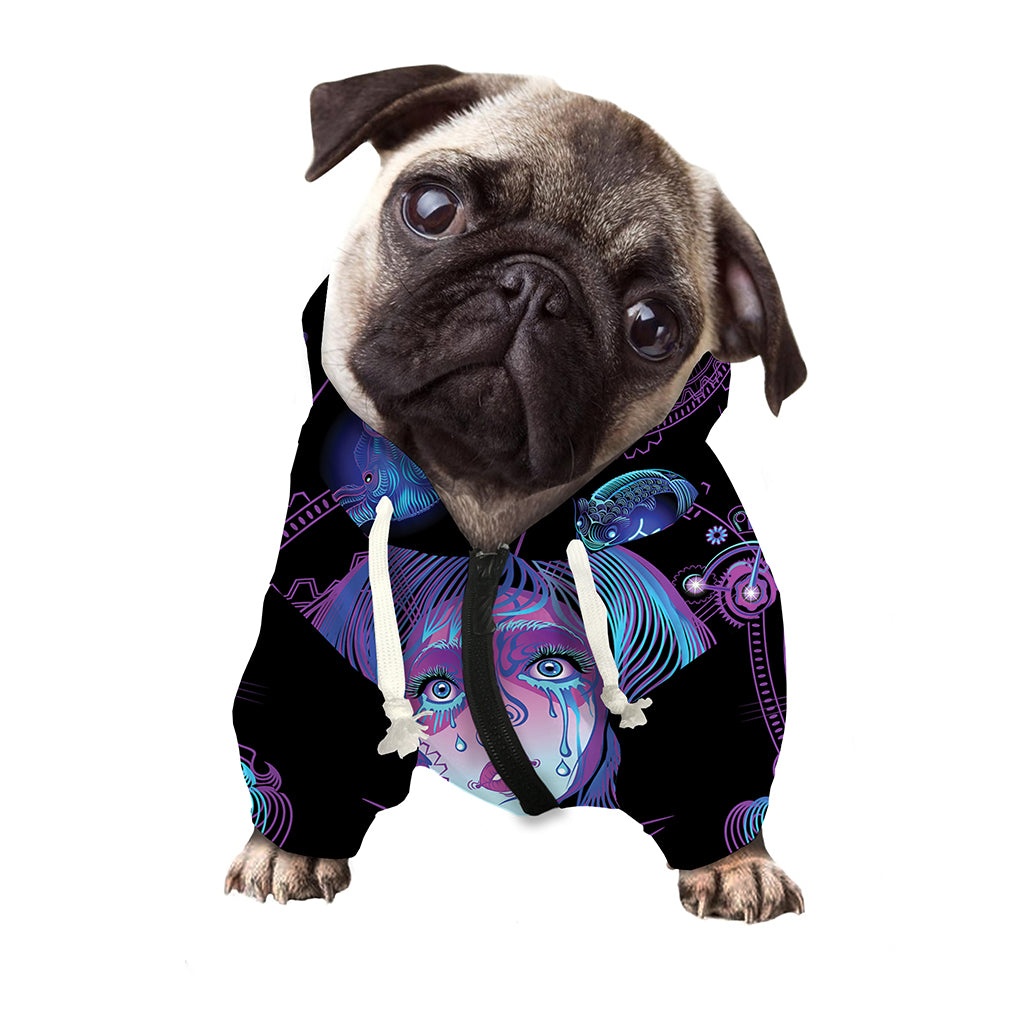 Aquarius And Astrological Signs Print Dog Zip Up Hoodie