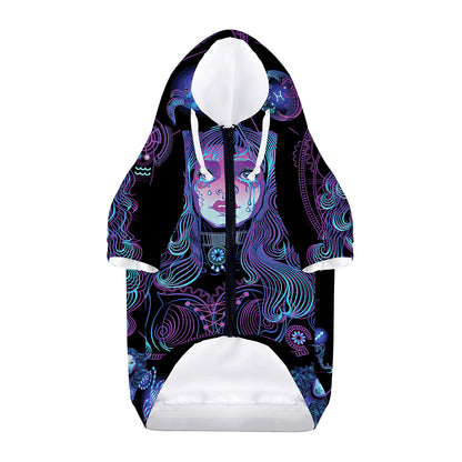 Aquarius And Astrological Signs Print Dog Zip Up Hoodie