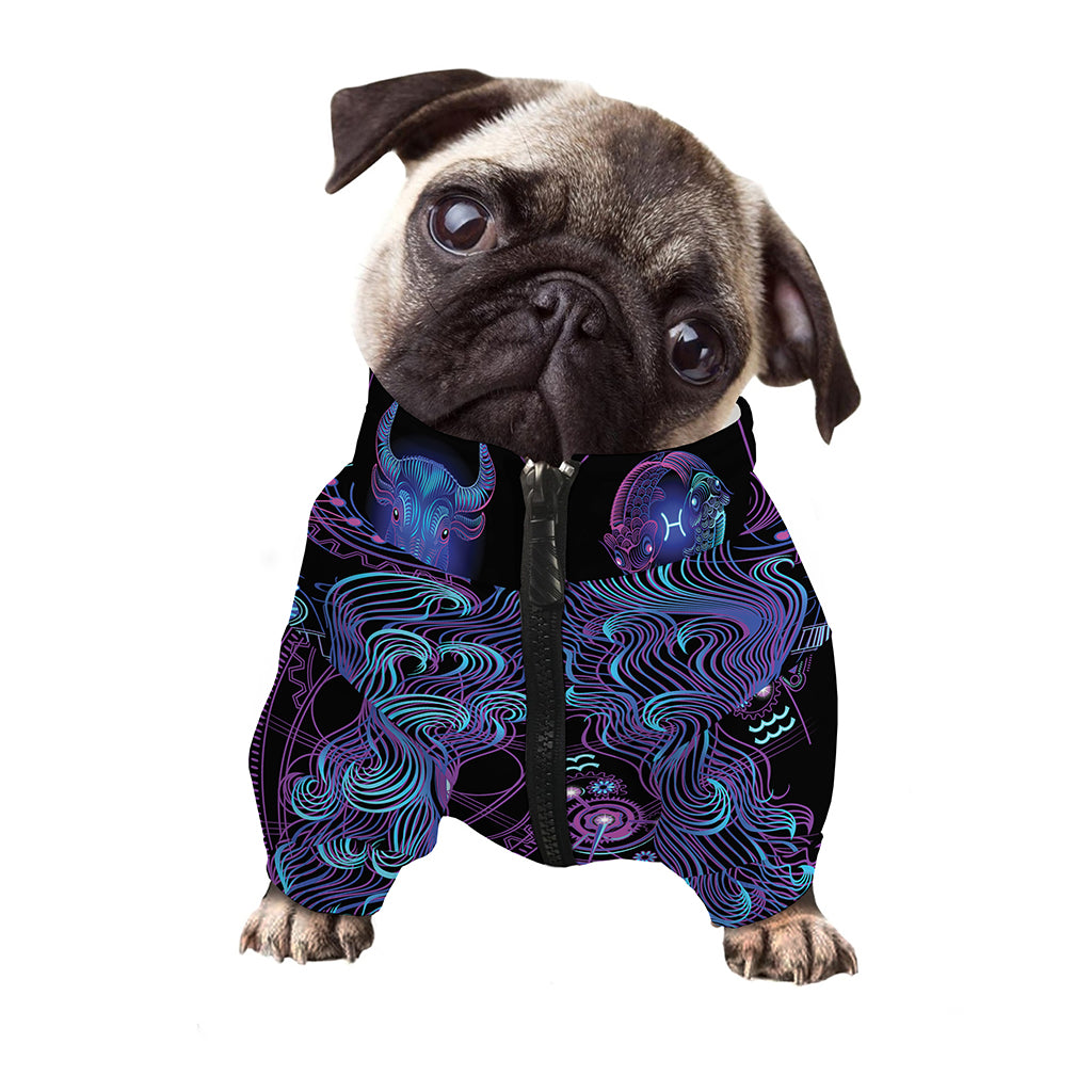 Aquarius And Astrological Signs Print Dog Zip Up Jacket