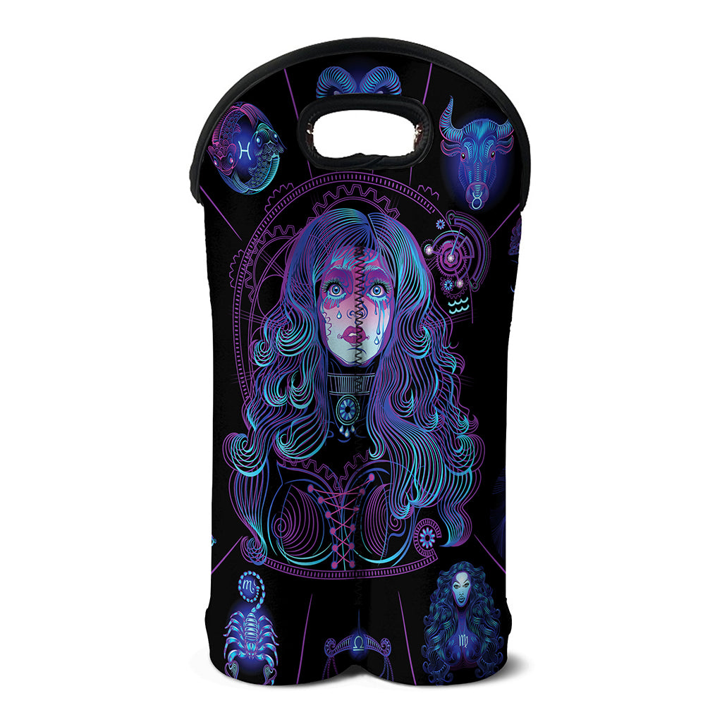 Aquarius And Astrological Signs Print Double Neoprene Wine Tote
